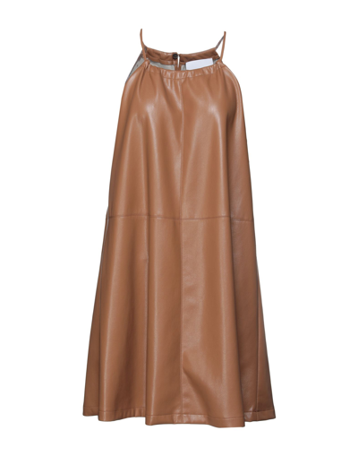 Shop Erika Cavallini Woman Mini Dress Brown Size 6 Polyester, Polyurethane
