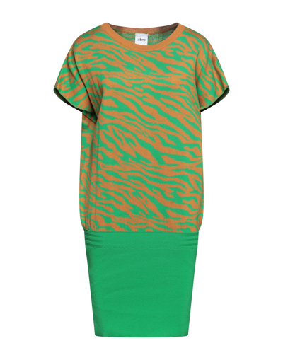 Shop Akep Woman Mini Dress Green Size 4 Cotton