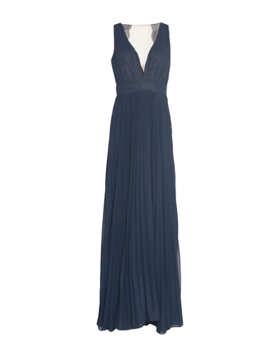 Shop Sologioie Long Dresses In Dark Blue