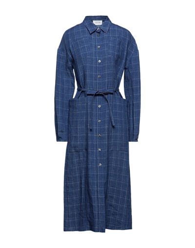 Shop Wood Wood Woman Midi Dress Blue Size 6 Linen