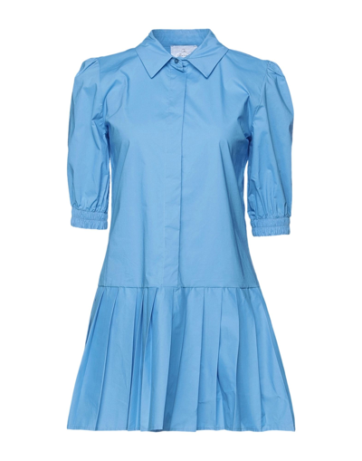 Shop Berna Woman Short Dress Azure Size S Cotton, Elastane In Blue