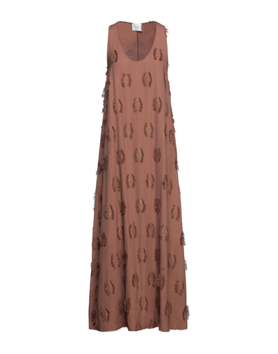 Shop Alysi Woman Maxi Dress Brown Size 4 Acetate, Viscose, Cotton, Polyester