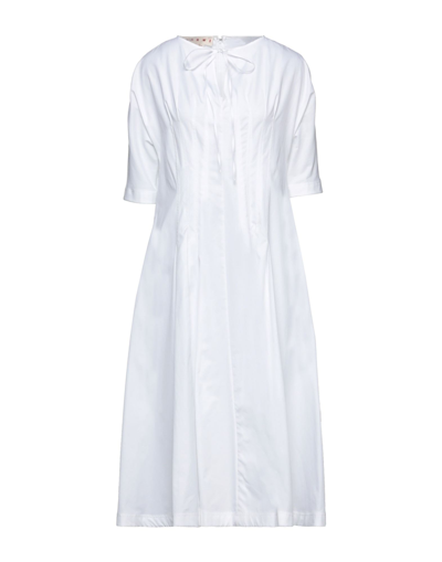 Shop Marni Woman Midi Dress White Size 10 Cotton