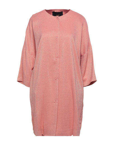 Shop Cavalli Class Woman Short Dress Salmon Pink Size 8 Acetate, Viscose, Polyamide, Polyester