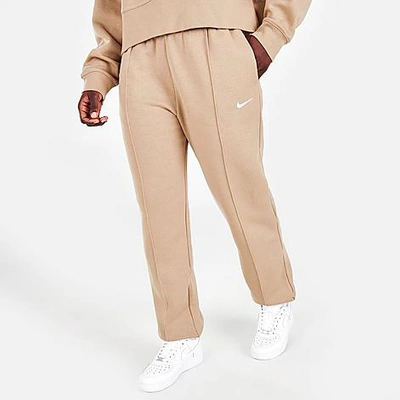 Shop Nike Women's Sportswear Essential Fleece Jogger Pants In Hemp/white