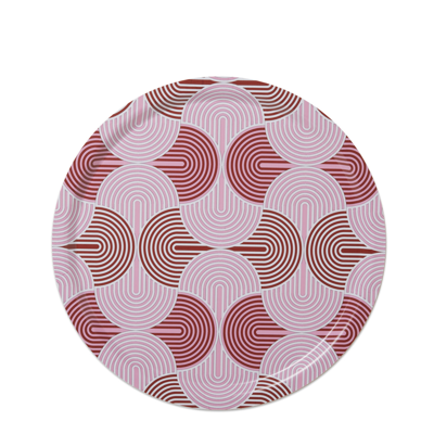 Shop La Doublej Round Printed Tray In Slinky Rosso