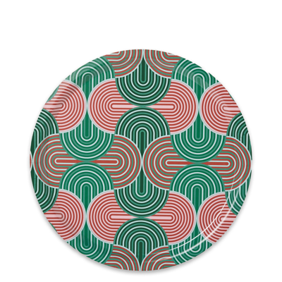 Shop La Doublej Round Printed Tray In Slinky Verde
