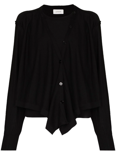 Shop Lemaire Layered Fine-knit Cardigan In Schwarz