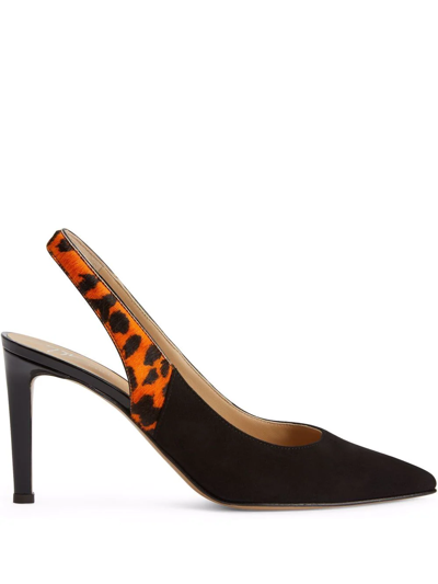 Giuseppe Zanotti Susie Feline 85mm Slingback Pumps In Schwarz