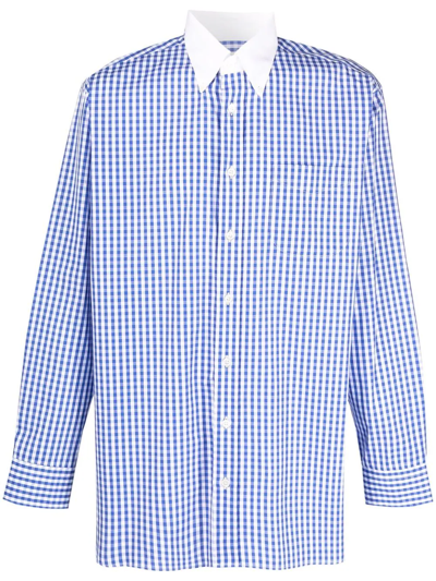 Shop Mackintosh Roma Gingham-check Button-down Shirt In Blau