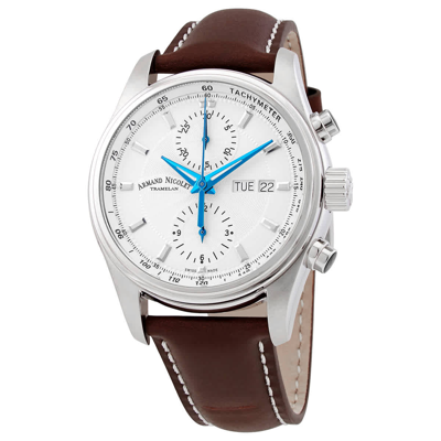 Shop Armand Nicolet Mh2 Mens Chronograph Automatic Watch A647a-ag-p140mr2 In Blue / Brown / Silver