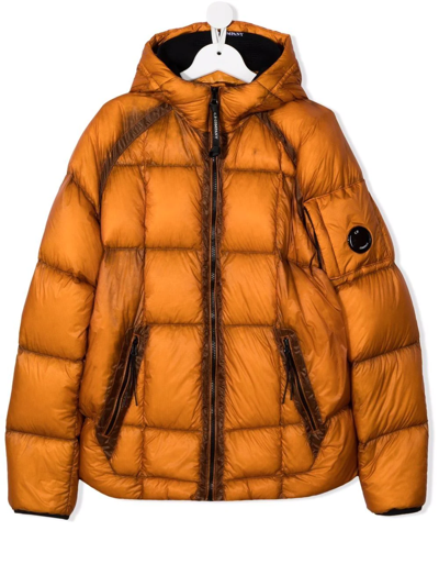 Shop C.p. Company Teen Hooded Padded Down Jacket In 橘色