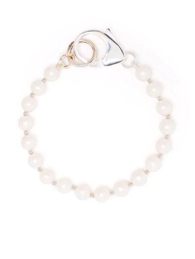 Shop Hatton Labs Pearl-embellished Sterling Silver Bracelet In 白色