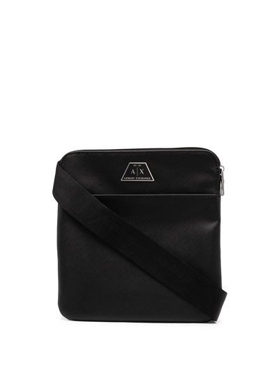 Shop Armani Exchange Logo-plaque Messenger Bag In 黑色