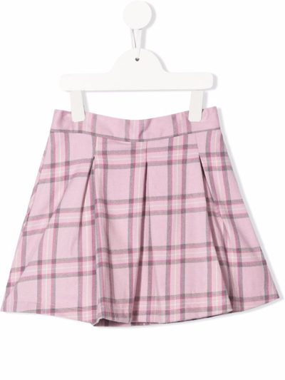 Shop Siola Check-pattern Flared Skirt In 粉色