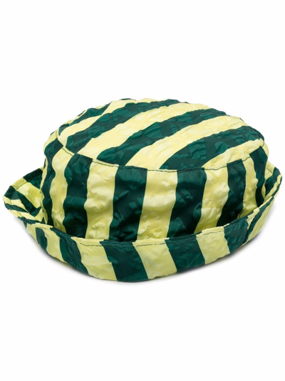 Shop Sunnei Striped Bucket Hat In 绿色