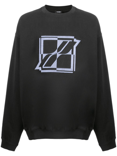 Shop We11 Done Logo Print Sweatshirt In 黑色