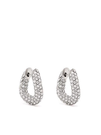 Shop Balenciaga Loop Xxs Embellished Hoop Earrings In Silber