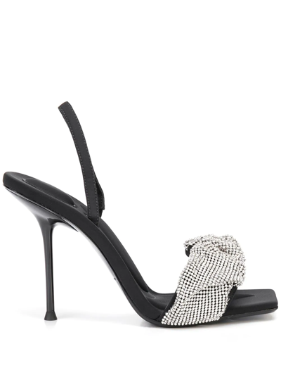 Alexander Wang Julie Crystal-embellished Suede Slingback Sandals In Black