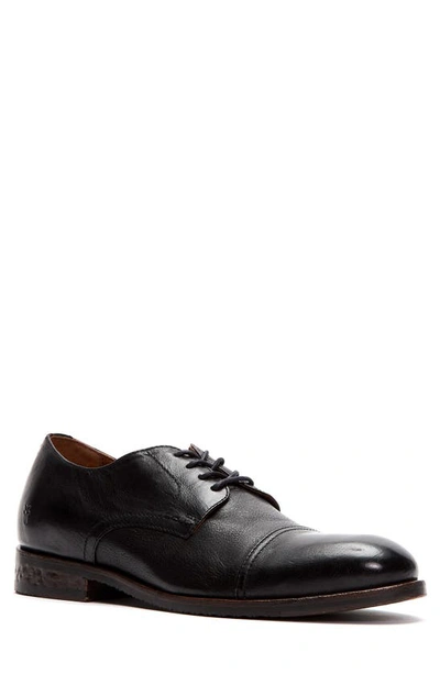 Shop Frye Grant Lace Up Almond Toe Oxford In Black Leather