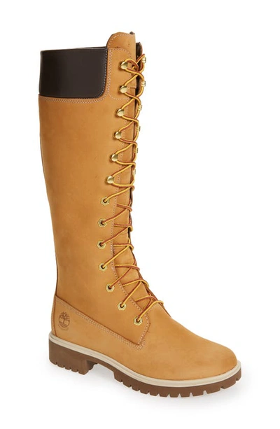 Shop Timberland 14-inch Premium Lace-up Waterproof Boot In Wheat