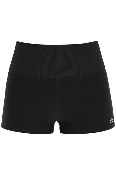 Alo Yoga Alosoft Aura High-rise Stretch-woven Shorts In Black