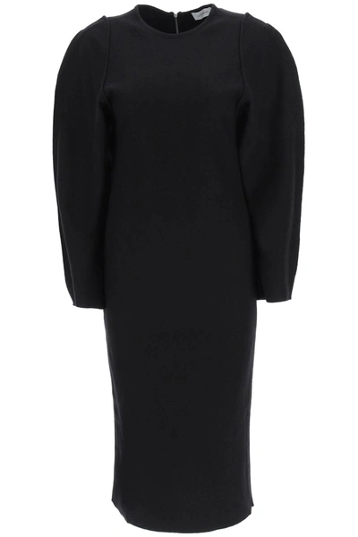 Shop Lemaire Wool Midi Dress In Black (black)