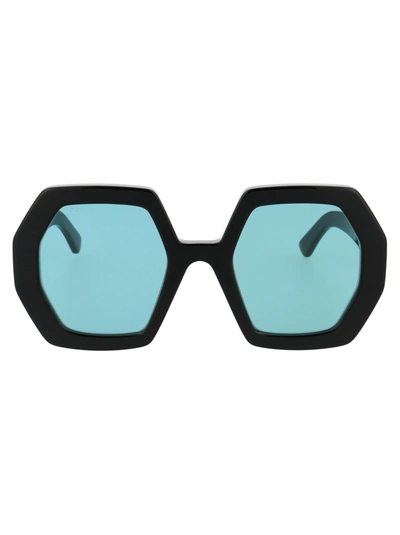 Shop Gucci Eyewear Sunglasses In 001 Black Black Green