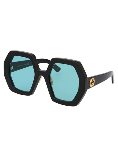 Shop Gucci Eyewear Sunglasses In 001 Black Black Green