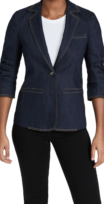 Cinq À Sept Khloe Ruched Sleeve Blazer In Indigo