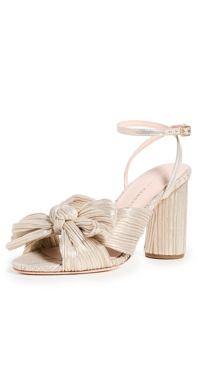 Shop Loeffler Randall Camellia Knot Mules With Ankle Strap Platinum