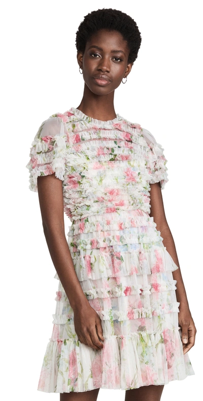 Needle Thread Sweet Posy Ruffle Mini Dress In White multi ModeSens
