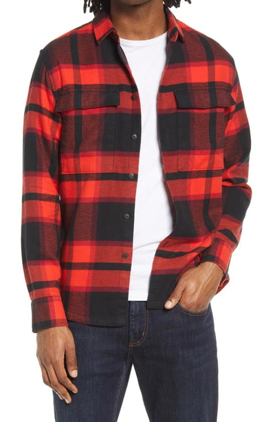 Shop Good Man Brand Plaid Flannel Button-up Shirt In Red Orange Plaid