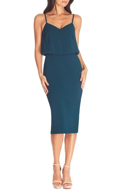 Shop Dress The Population Alondra Blouson Sheath Dress In Pine