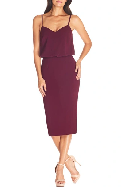 Shop Dress The Population Alondra Blouson Sheath Dress In Burgundy