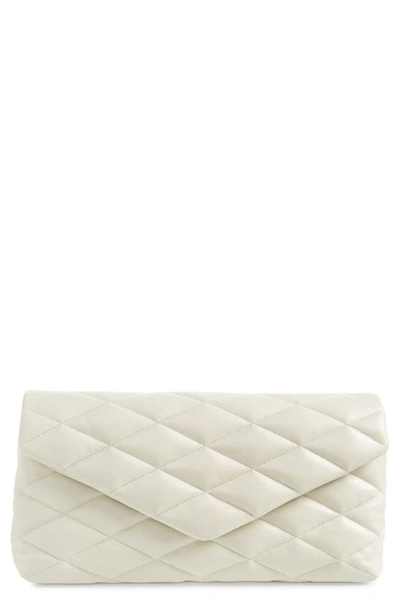 Saint Laurent Sade Leather Puffer Clutch In Crema Soft