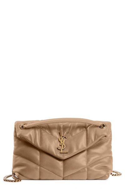 Shop Saint Laurent Toy Loulou Puffer Quilted Leather Crossbody Bag In Dark Beige