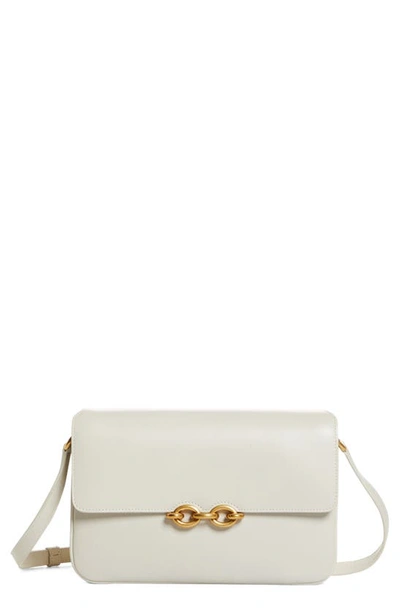 Shop Saint Laurent Maillon Leather Shoulder Bag In Crema Soft