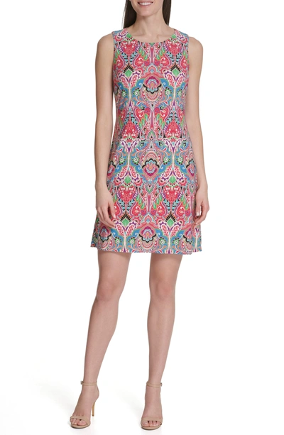 Shop Tommy Hilfiger Hibiscus Jersey A-line Dress In Dragon Fruit Multi