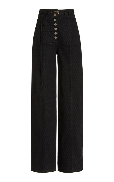 Shop Ulla Johnson Women's Abrams Checkered Rigid High-rise Straight-leg Jeans In Black,pink