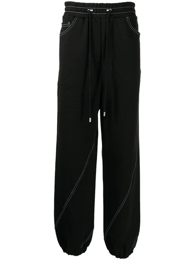 Shop Ader Error Contrast-stitching Track Pants In Black