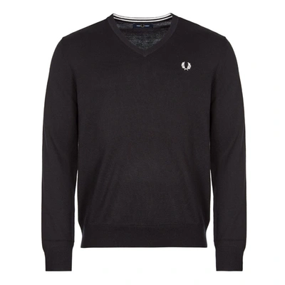 Shop Fred Perry Classic V Neck Jumper In Black