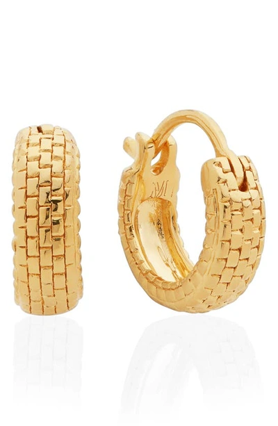 Shop Monica Vinader Heirloom Huggie Earrings In Yellow Gold