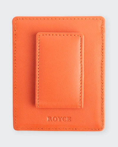 Royce New York Leather Magnetic Money Clip Wallet In Orange