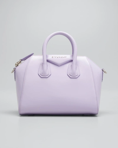 Shop Givenchy Antigona Mini Box Calfskin Satchel Bag, Bright Pink In 540 Lilac