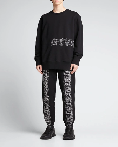 Shop Givenchy Men's Barbed Wire Logo Sweatshirt In Black