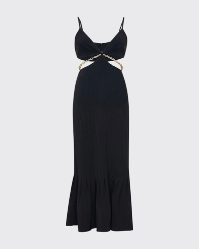 Shop Jonathan Simkhai Ayla Midi Cutout Dress With Chain In Black