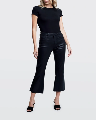Shop L Agence Kendra High-rise Crop Flare Jeans In Noir Coate