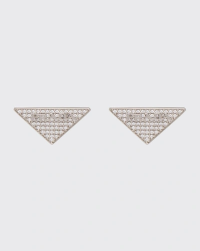 Shop Prada Crystal Logo Symbole Stud Earrings In F0t7o Cristal