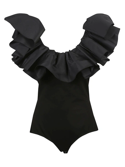 Shop Alexander Mcqueen Frilled Sleeveless Bodysuit Top In Black